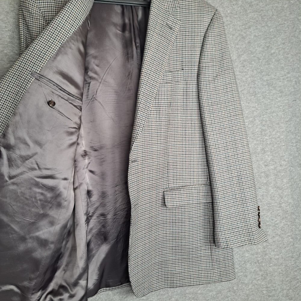 Lauren Ralph Lauren Houndstooth Blazer Mens 44L* Gray Wool Sport Coat READ - Picture 7 of 16